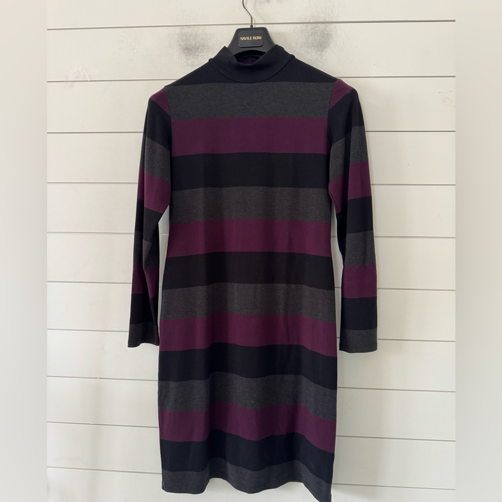 MIIK Size M Taryn Dress Colour Block Moc Turtleneck Long Sleeve